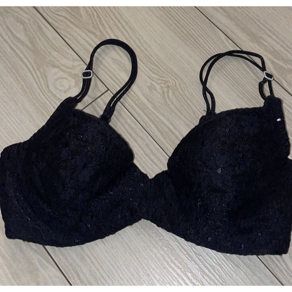 Vintage Maidenform French Demi 9197 Soft Cup Underwire Floral Womens 34C Black - Picture 3 of 6